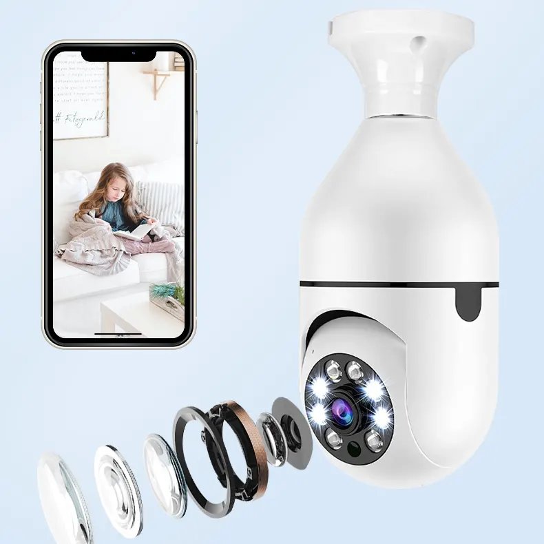 High quality E27 night vision wireless light bulb camera 360 cctv hidden 5G /2.4G wifi mini ip security digital camera