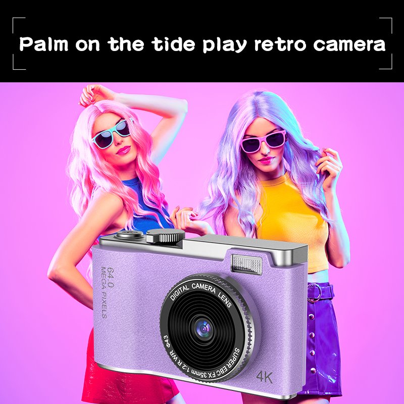 RTS Kids Thermal Print Camera Toys for Girls Toddler Children's Digital Camera Cute Cartoon 4K HD Instant Printer Mini Camera
