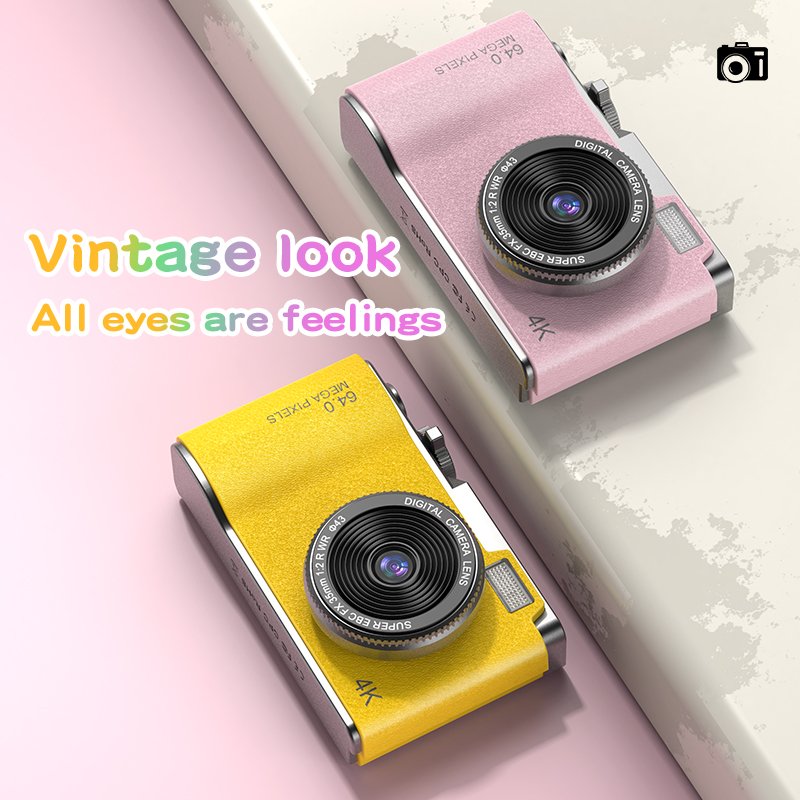 RTS Kids Thermal Print Camera Toys for Girls Toddler Children's Digital Camera Cute Cartoon 4K HD Instant Printer Mini Camera