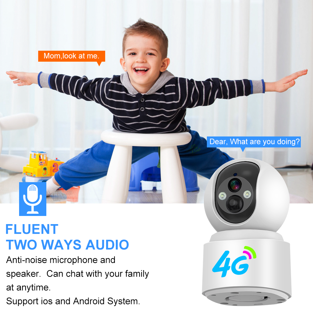 AOV Home Security Camera CCTV IP Low Power Dual Lens Two-way Voice Intercom 4G SIM Card WIFI Network Wireless PTZ Camera