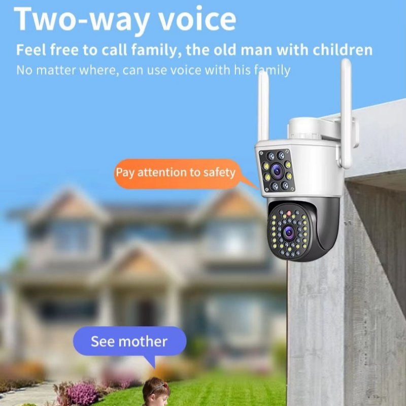 4MP Fisheye IP Security CCTV Camera Night Vision Dual Lens Dual Screen Human Auto Tracking Wireless Outdoor Wifi Ptz Camera