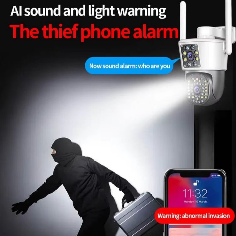 4MP Fisheye IP Security CCTV Camera Night Vision Dual Lens Dual Screen Human Auto Tracking Wireless Outdoor Wifi Ptz Camera