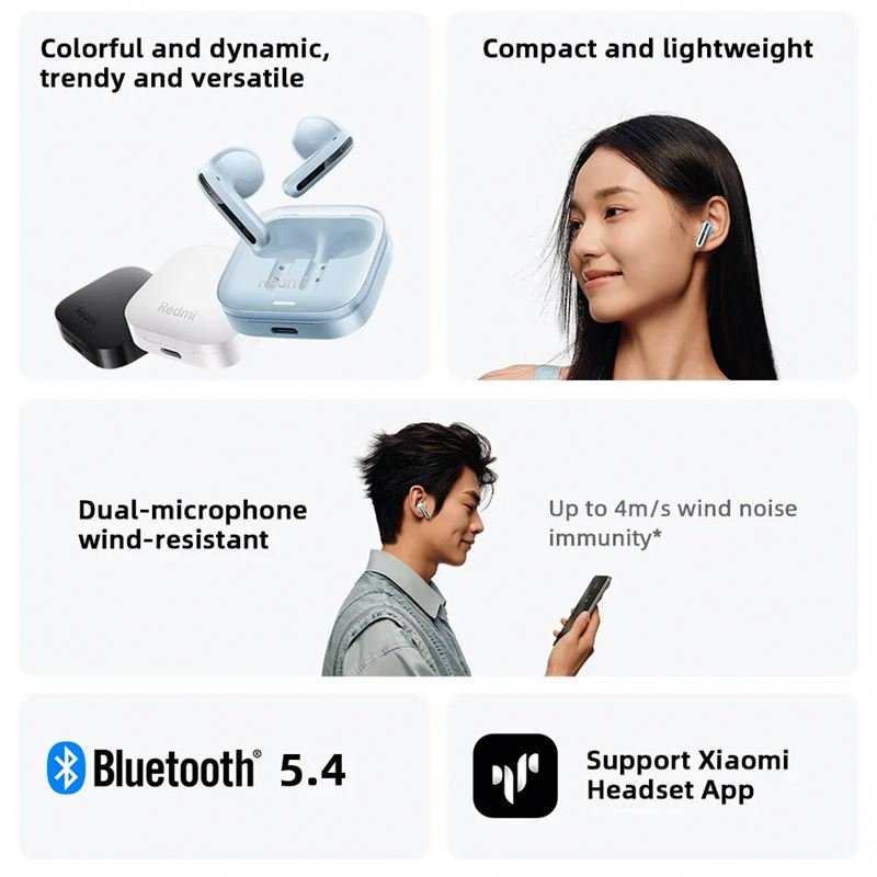 Original Redmi Buds 6 Active TWS Earphone Bluetooth 5.4 30H Long Battery Life 5 Buds 6 Wireless Headphone Headset