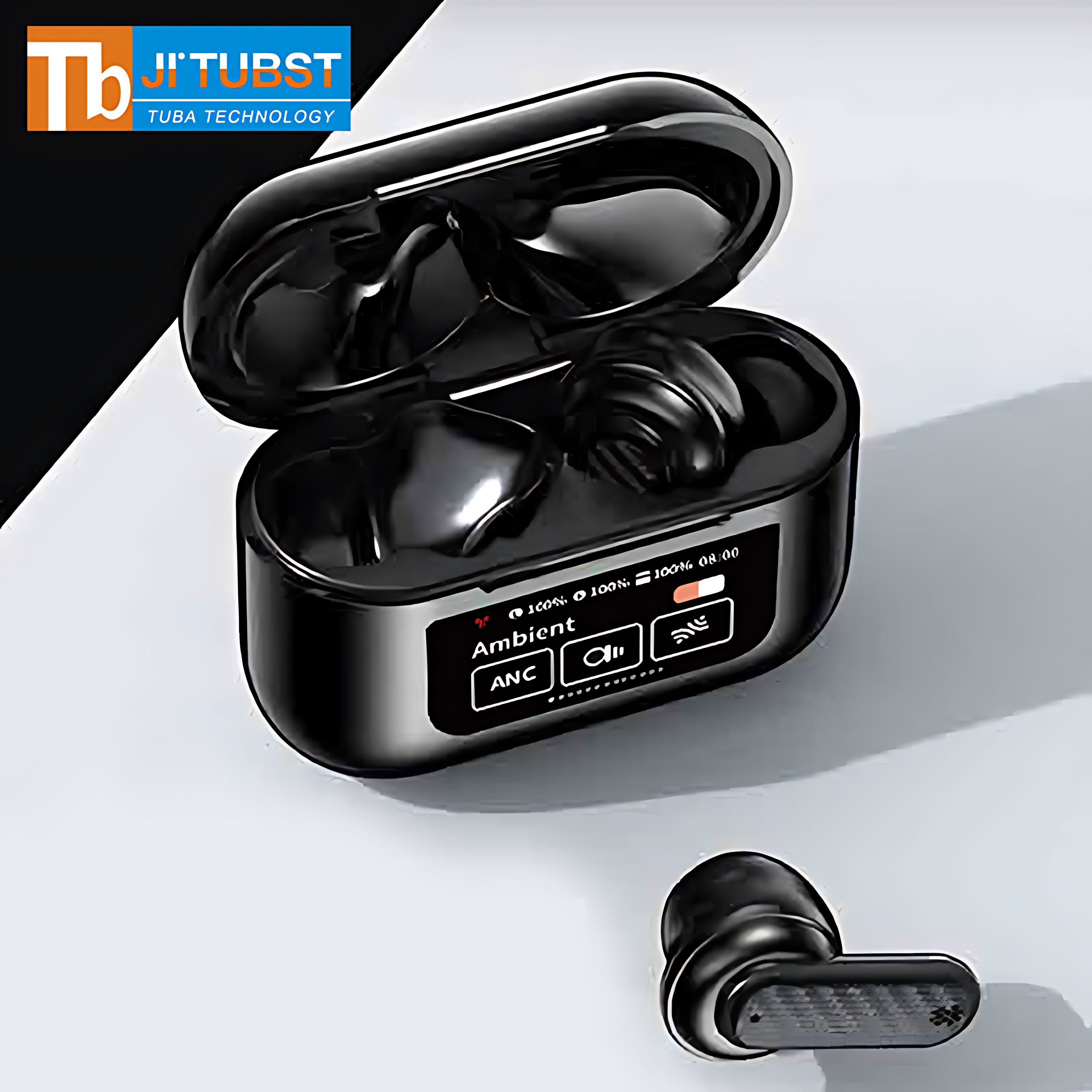 YW08 pods With LCD touch screen sports gaming type c noise cancelling tws earphones & headphones ANC wireless earphone