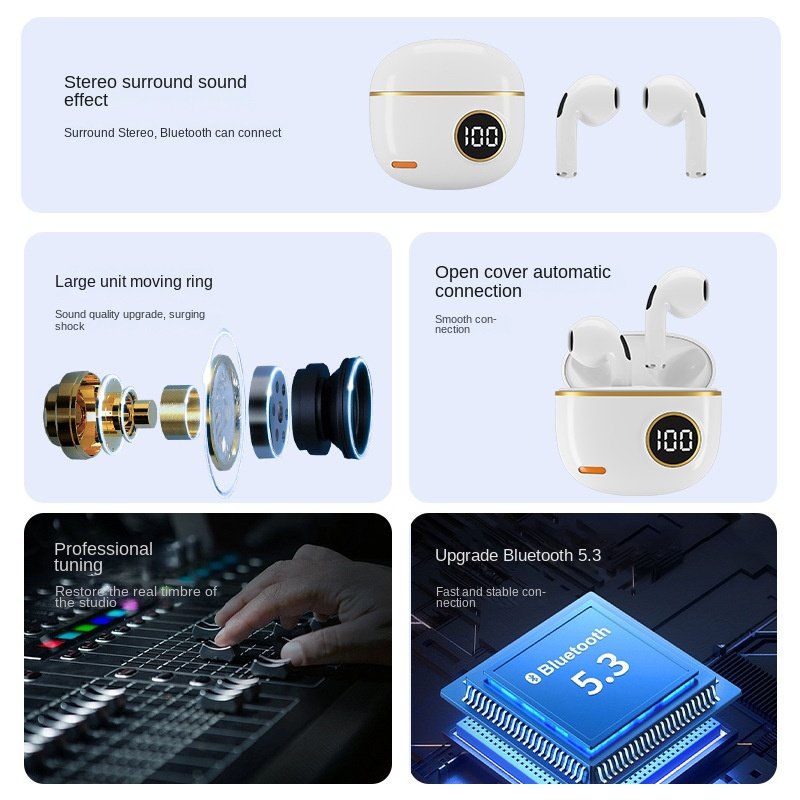 Tws Ultra-long-lasting Intelligent Digital Display Pro 2 Anc New Unisex Audifonos Bluetooth Noise Cancelling Headphones 31-40 Ms