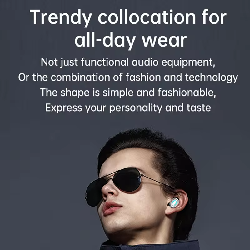 Clock Display GQ01 noise cancelling tws earphones Colorful RGB Light business headphones headset with microphone
