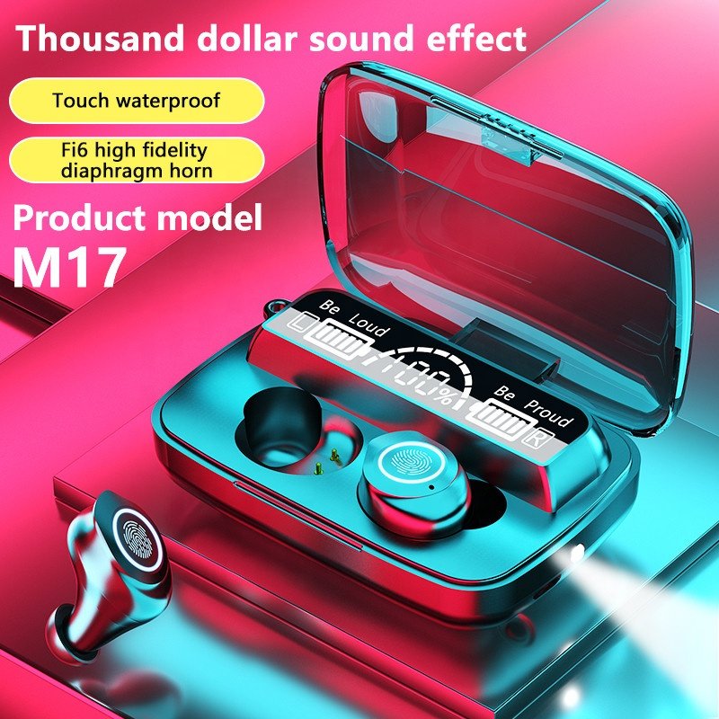 Tws noise cancelling m17 earbuds with power bank best top high quality true wireless earphone gaming earbuds headset headphone