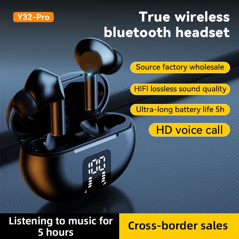 Factory Wholesale Y32 Pro tws blue tooth headset 5.3 noise cancelling headphones IPX5 Waterproof headset with mic wireless