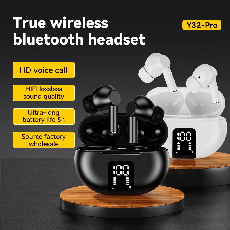 Factory Wholesale Y32 Pro tws blue tooth headset 5.3 noise cancelling headphones IPX5 Waterproof headset with mic wireless