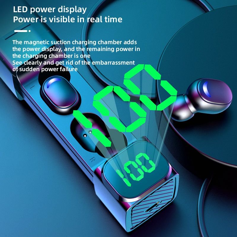E50 Tws Led crackle pattern Be Customized Bt 5.1 Earbuds Mini Sport Headphone Hifi Stereo Music Earphone Wireless