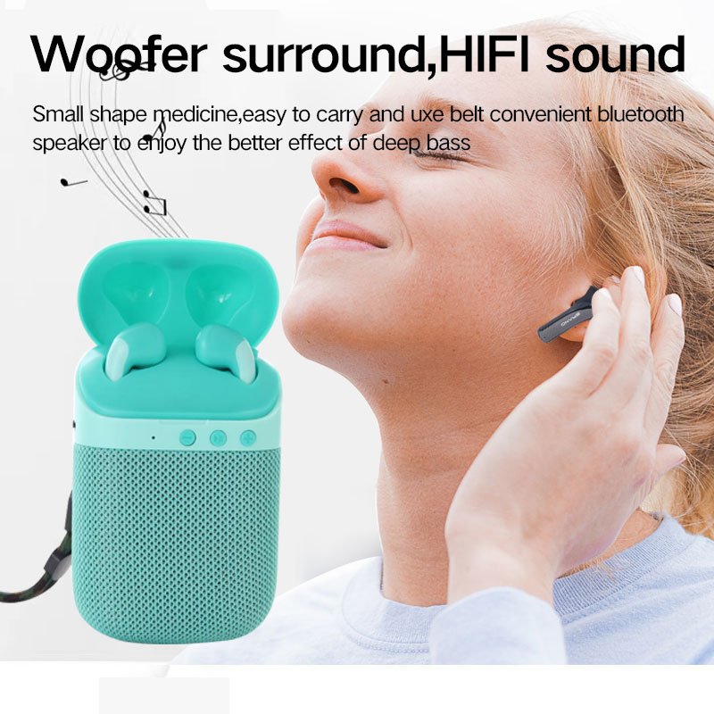 Fashion 5W 2 In 1 Loud Stereo Sound Mini Fashion fabric best quality earbud earphone Tws Bluetooth 13mm earphone speaker