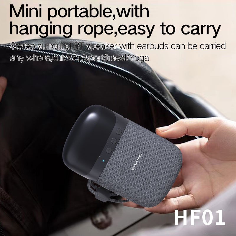 Fashion 5W 2 In 1 Loud Stereo Sound Mini Fashion fabric best quality earbud earphone Tws Bluetooth 13mm earphone speaker
