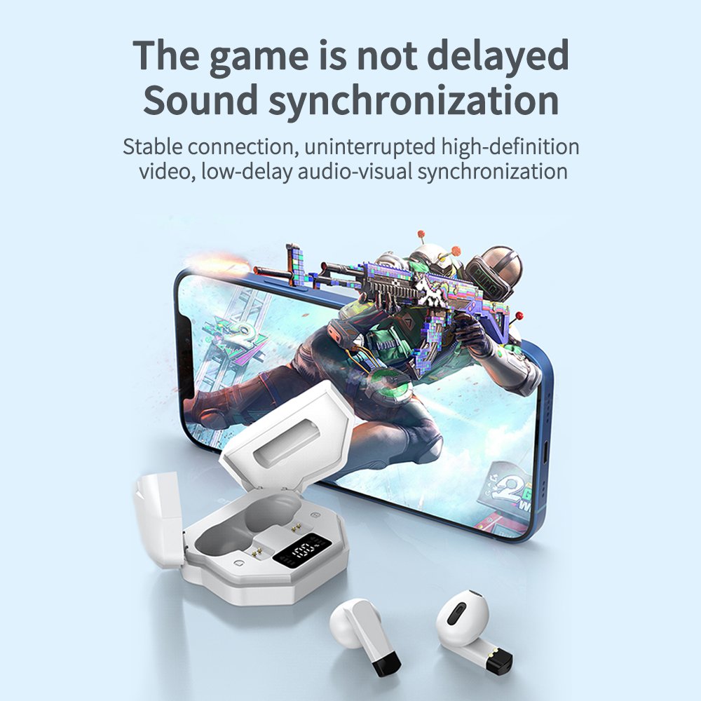 BT 5.0 Low Bass Game Earbuds F72 Wireless Gaming In-ear Earphones Blue tooth Headphones TWS True Wireless Earphones
