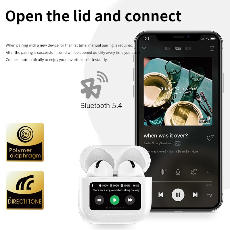 Popular BT Earbuds Music Earphones LCD Color Touch Screen Headphones Noise Cancelling Wireless Earphone A10 A11 A12 Pro