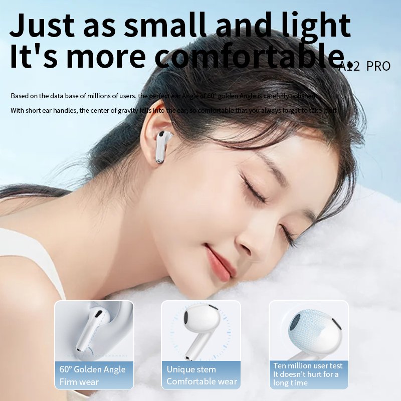 Popular BT Earbuds Music Earphones LCD Color Touch Screen Headphones Noise Cancelling Wireless Earphone A10 A11 A12 Pro