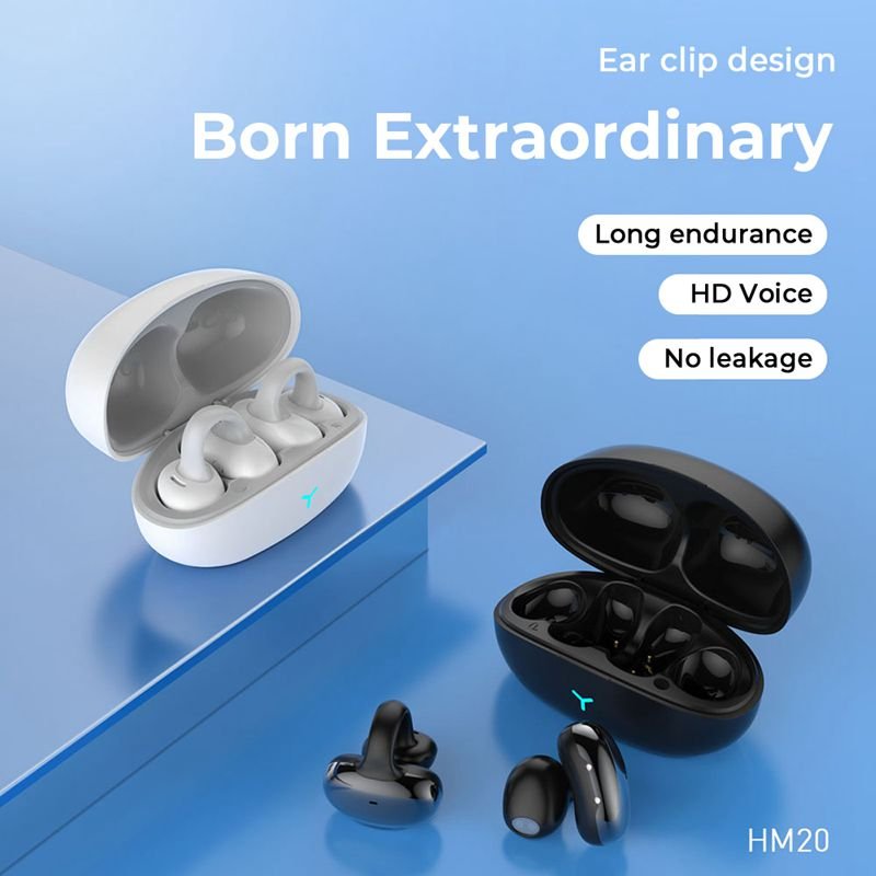 Best Quality HM20 Long Endurance ENC Tws Air Conduction Headphone Wireless Earbud Clip-on Headset Open Ear Clip HiFi Earphones