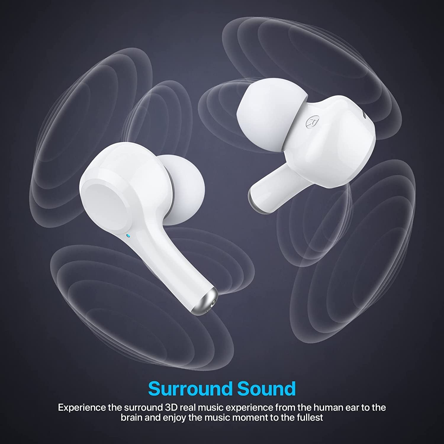 ROCXF J7 Wireless Earbud, Bluetooth 5.3 Headphones Sport Stereo Sweatproof in-Ear Earphones Noise Cancelling Headsets