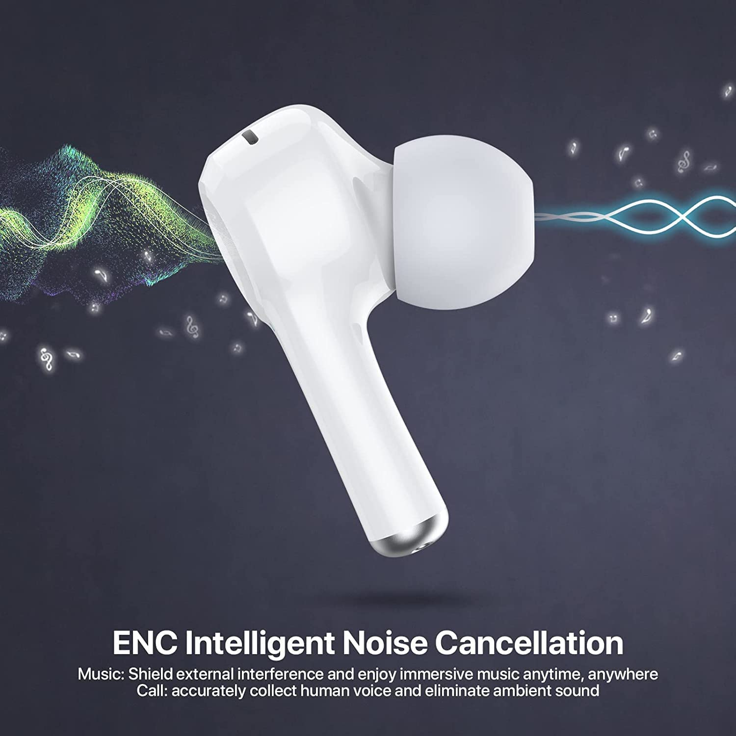 ROCXF J7 Wireless Earbud, Bluetooth 5.3 Headphones Sport Stereo Sweatproof in-Ear Earphones Noise Cancelling Headsets