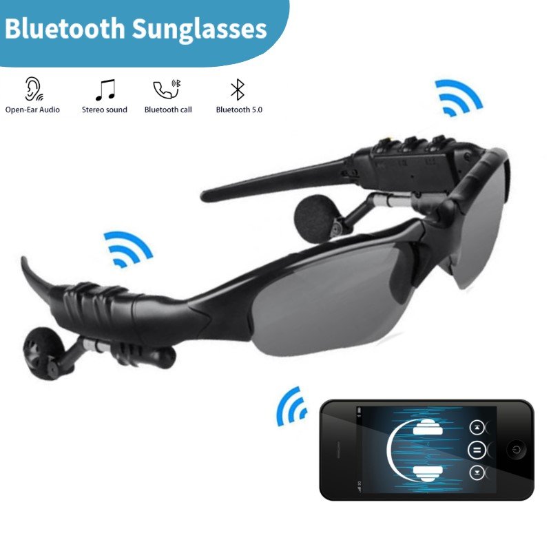 Trending New Products Fashion Glasses Headphones TWS Earbuds with Mic Business Smart Polarized Sunglasses Wireless Earphones