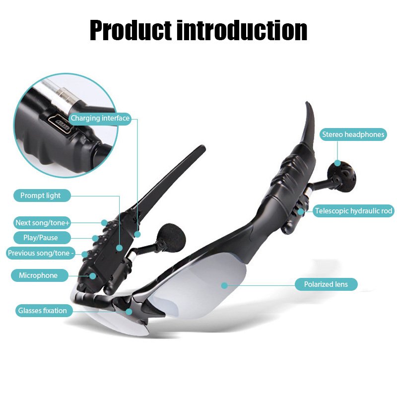 Trending New Products Fashion Glasses Headphones TWS Earbuds with Mic Business Smart Polarized Sunglasses Wireless Earphones