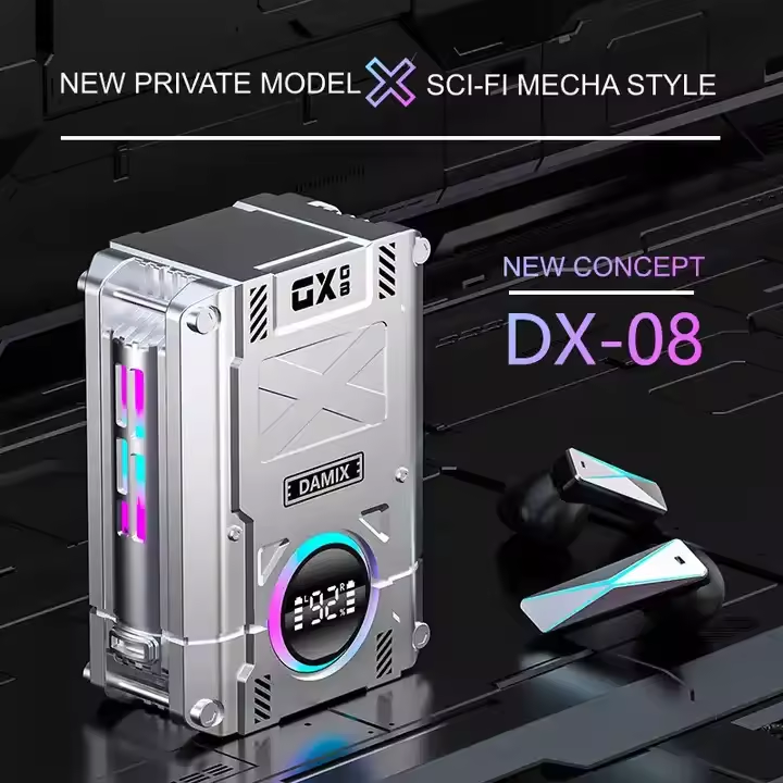 DX08 Metal Spray Paint TWS In Ear Gaming Wireless Earbuds Power Bank Earphones with Noise Cancelling and Game Music Dual Modes