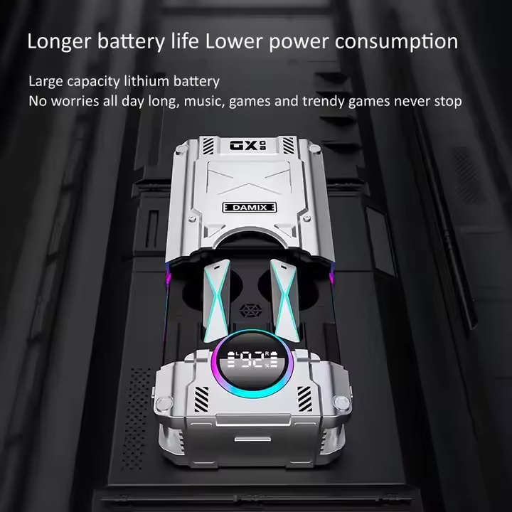 DX08 Metal Spray Paint TWS In Ear Gaming Wireless Earbuds Power Bank Earphones with Noise Cancelling and Game Music Dual Modes