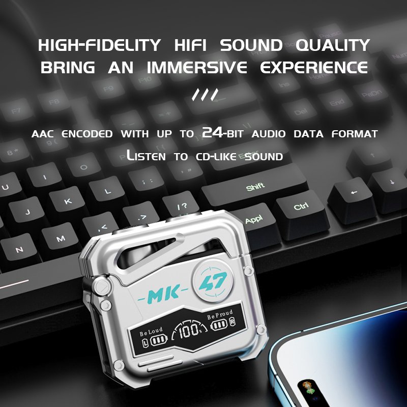 Factory popular MK47 wireless mini earbuds waterproof noise cancelling HIFI E-Sports Games in-ear tws earphones headphones