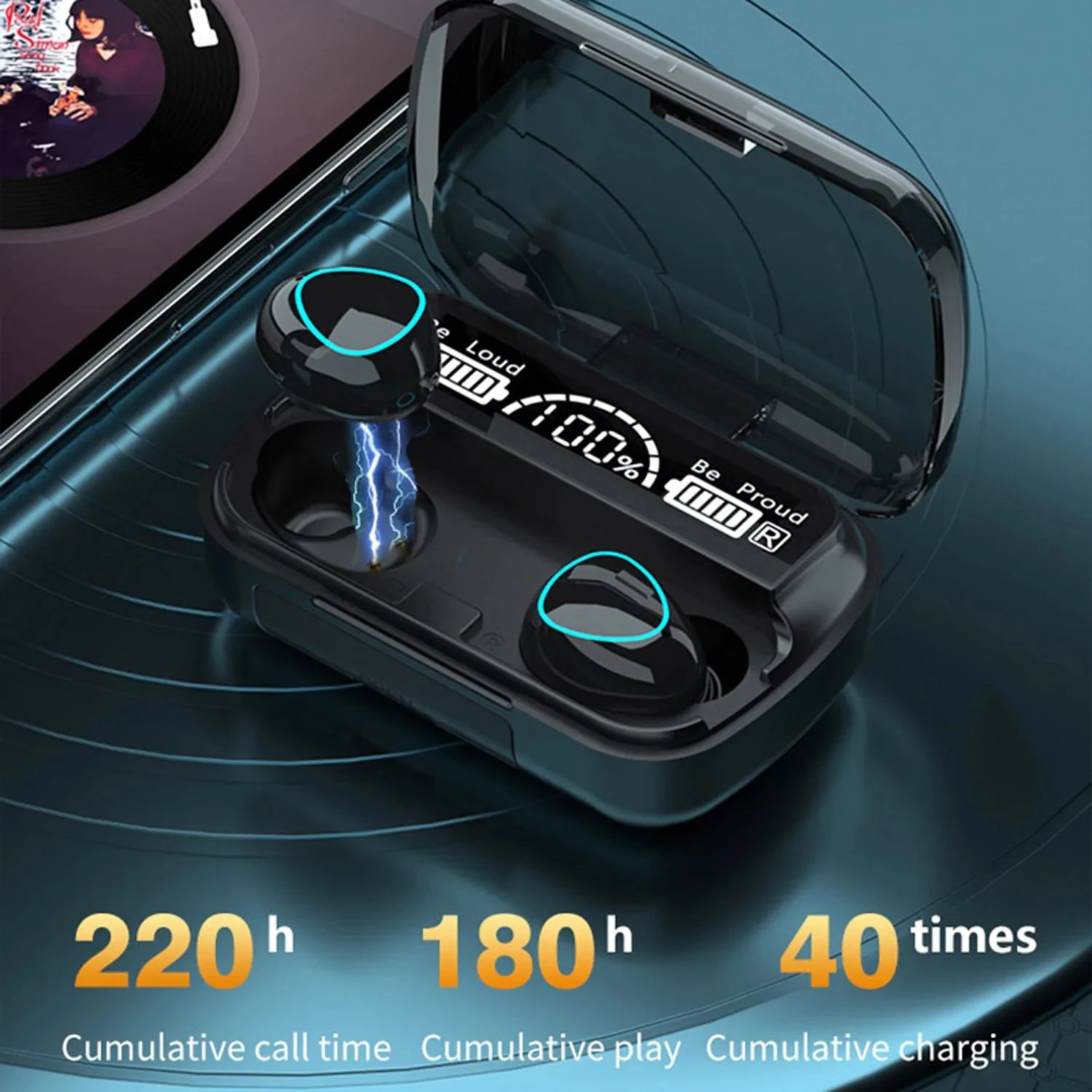 TWS Wireless Blue tooth Headset with Charge Box for Phone Noise Cancelling Mic Earbuds Wireless Headphones Bluetooth Earphones