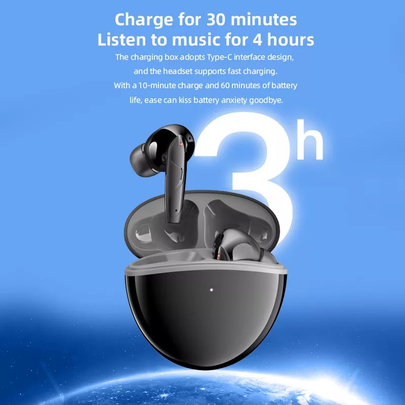 ANC TWS Wireless Earbuds High Quality HIFI Stereo Sound In-Ear Headphones LED Battery Single Game Noise Cancelling Waterproof JL