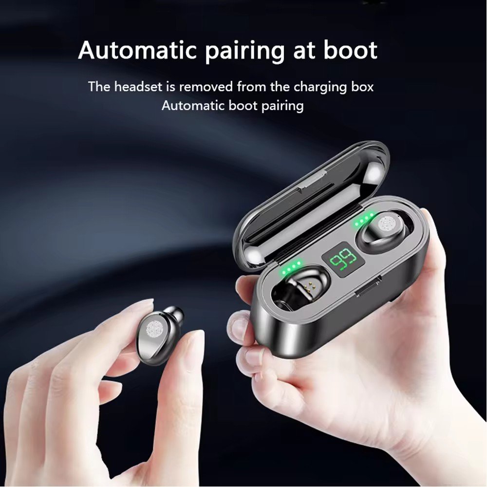 F9-2 Wireless TWS Earphones with LED Charging Digital Display Noise Cancelling Sports Earbuds JL Chipset Power Bank for Game