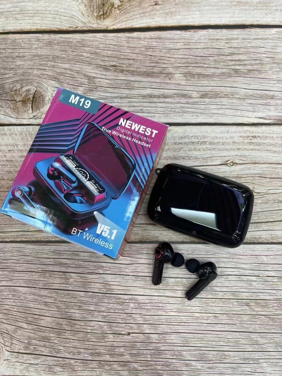 Factory M19 Earbuds Tws Bt5.1 Earphone Stereo Touch Control Sport Gaming Wireless noise cancelling Earbuds M19 With Power Bank