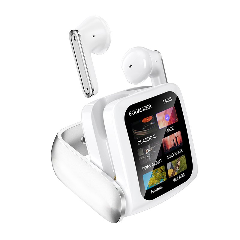 LCD Touch Screen Earphone TWS Earphones ANC ENC Wireless t71 Earbuds with Touch Control Screen Earbuds With Memory Card