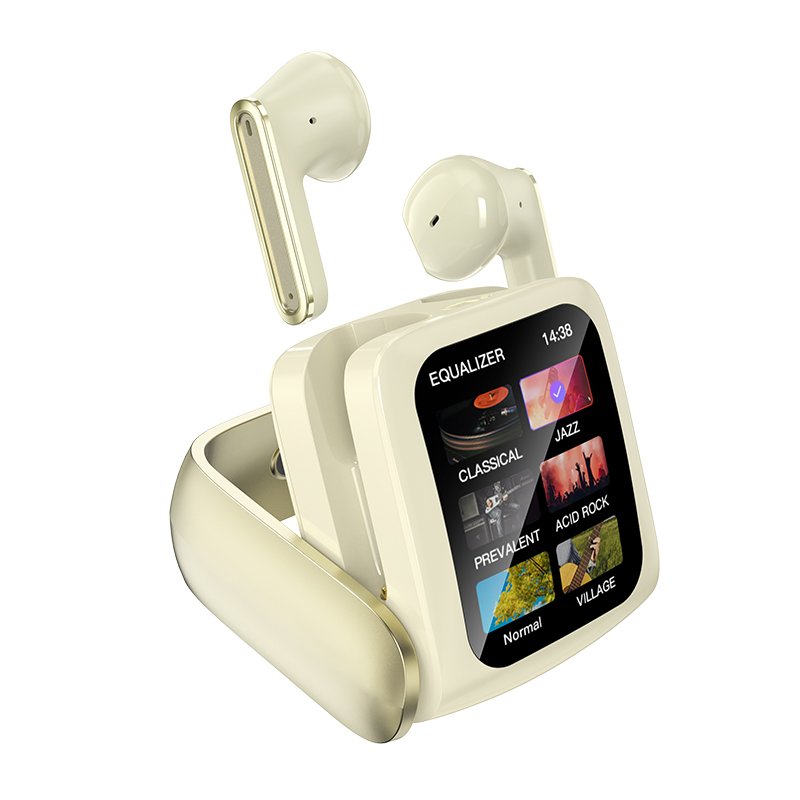 LCD Touch Screen Earphone TWS Earphones ANC ENC Wireless t71 Earbuds with Touch Control Screen Earbuds With Memory Card