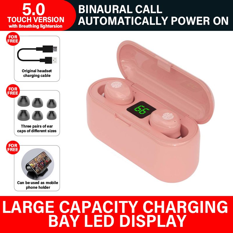 2024 Latest Factory Price F9 Tws Wireless Earphones Powerbank Power LCD Display F9 Earbuds Wireless Headphones Noise Cancelling