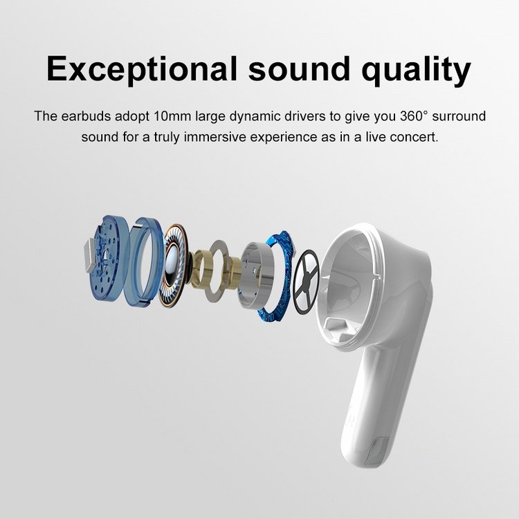 Professional handsfree earphone Earbud ENC with 4 Microphones Call Noise Reduction IPX5 earphone