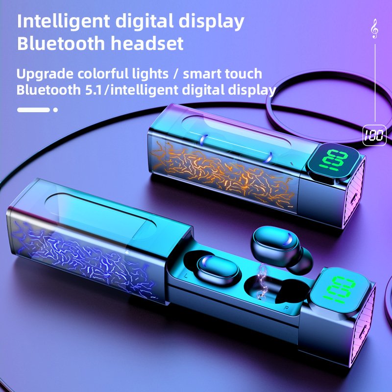 E50 in ear wireless tws noise reduction headset HIFI Stereo 10M BT distance sport earbuds with LED power display