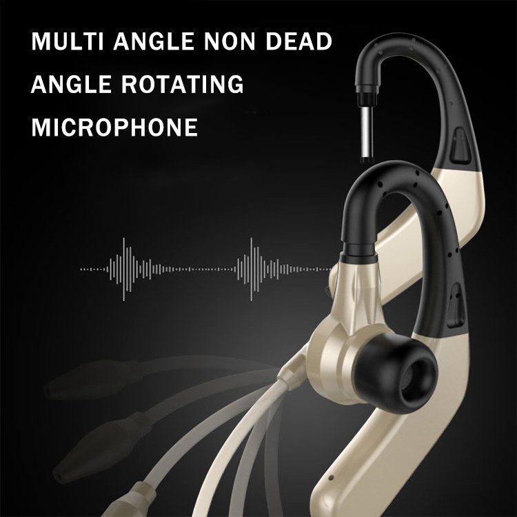 Long Play Time Single Wireless Earbuds Earpiece Earhook Business Headset 180 Degree Rotating Sports Headphones