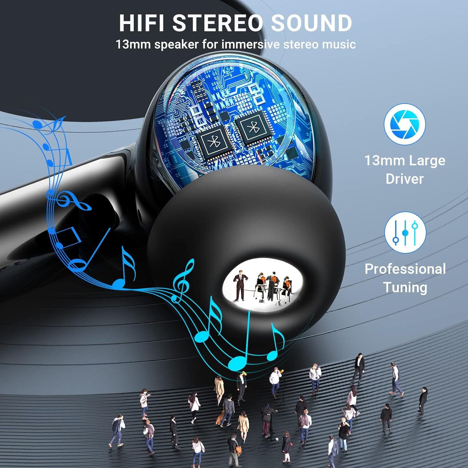 TWS Wireless Earbuds HiFi Stereo Headphones Waterproof Wireless Headsets Screen Active ENC Noise Cancelling Earphones