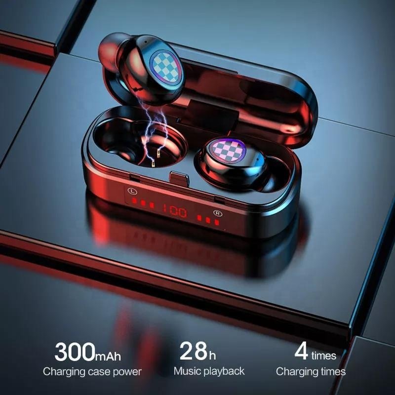 Hot TV7 Earphone 5.0 Wireless touch Headphone TWS Sports Waterproof Headset Earbuds LED Digital Ear Phone with Mic earphone