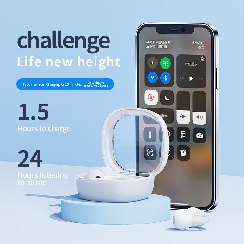 Sport Mening Blue Tooth Air Condution JR01 TWS 5.3 Earbuds Touch Control True Wireless Headphones Auriculares Clip-on Earphones