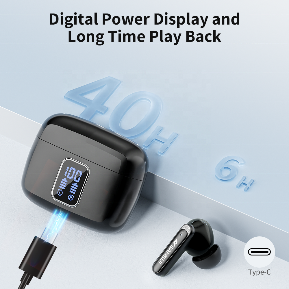 SANSUI W9 bluetooth earphone new style Wireless gaming headphones earbud in-ear noise cancelling tws earphones & headphones