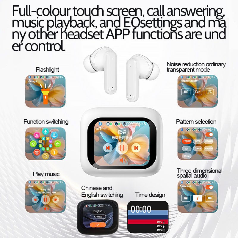 Wireless bt Earphones T9 LED Touch Screen Control Volume Adjustment Headphones Tour Pro 2 Long Standby Earbuds