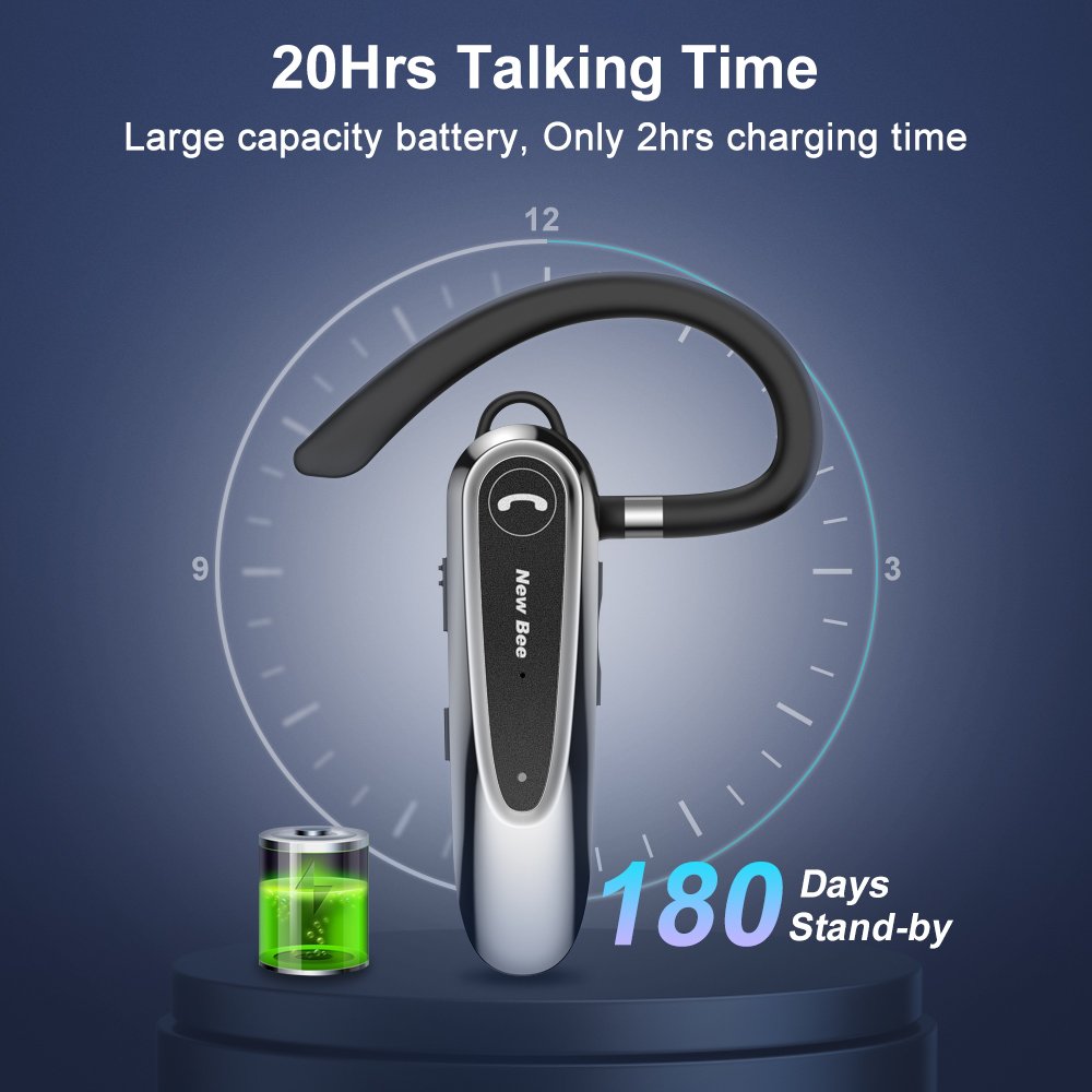 Compatible with Walkie-Talkies Wireless Business Headset Noise Cancelling Single Ear Handsfree Bluetooth Earphones