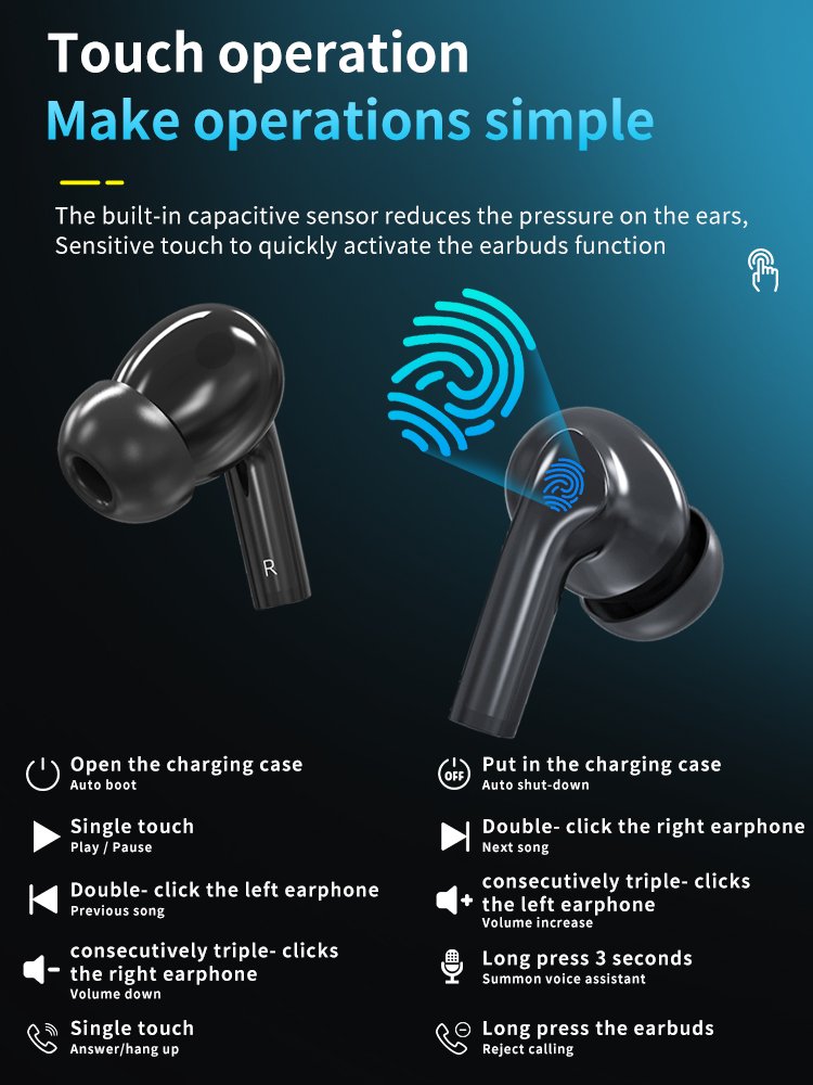 Factory Wholesale Noise Cancelling TWS Gaming Earphones BT V5.3 Sports Headsets ANC Wireless Earbuds In-Ear Headphones
