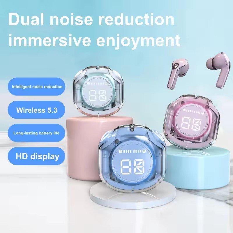 New Air39 Transparent Fashion ENC Noise Canceling HIFI TWS Earbuds Waterproof LED Display Sports Wireless Stereo Air 39 Earphone