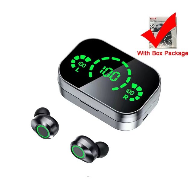 YD05 TWS mirror wireless earphones led digital display bt headset waterproof noise cancellation gaming in-ear headphones