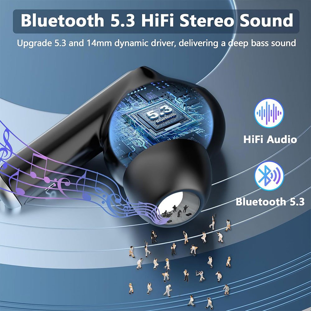ENC Noise Cancellation Headphone IPX5 Waterproof In-Ear Ture Wireless Gaming Sports TWS Earbuds HiFi Stereo Earphone