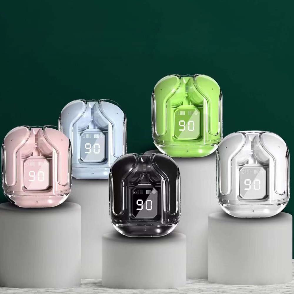 2024 New Fashion Colorful Transparent LED Digital Display True Wireless Stereo Earbuds & In-ear Headphone Bluetooth TWS Earphone
