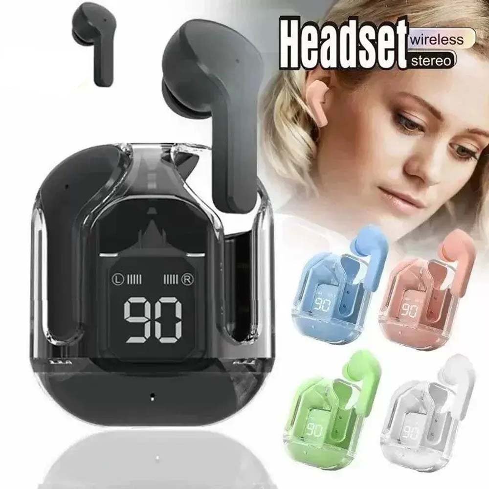 2024 New Fashion Colorful Transparent LED Digital Display True Wireless Stereo Earbuds & In-ear Headphone Bluetooth TWS Earphone