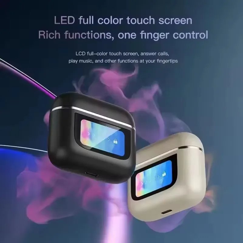 2024 New Electronics Reloj Gaming In-ear Headphones for Apple ANC LCD Smart Touch Screen TWS Headset Stereo Wireless Earphones